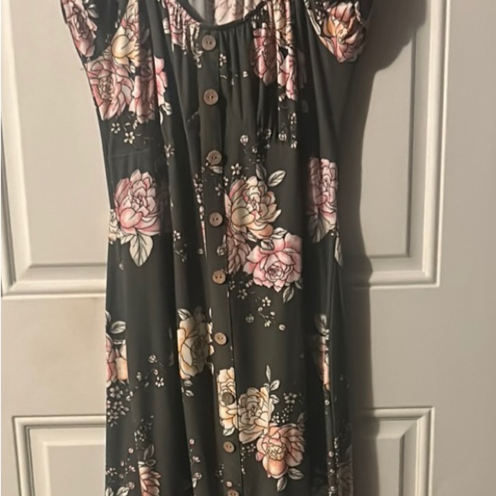 No Boundaries Asymmetrical Floral Dress - Green and Pink